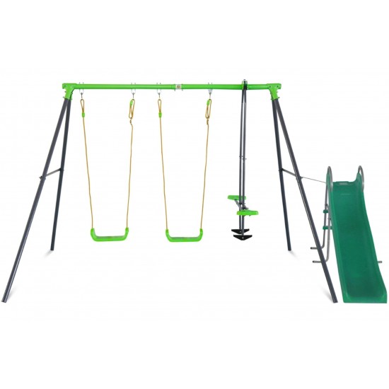 Lifespan Kids Hurley 2 Metal Swing Set with Slippery Slide