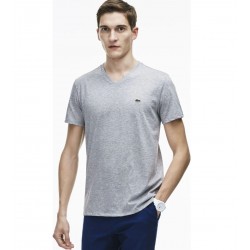 Lacoste Basic V Neck Pima Tee - Silver Chine